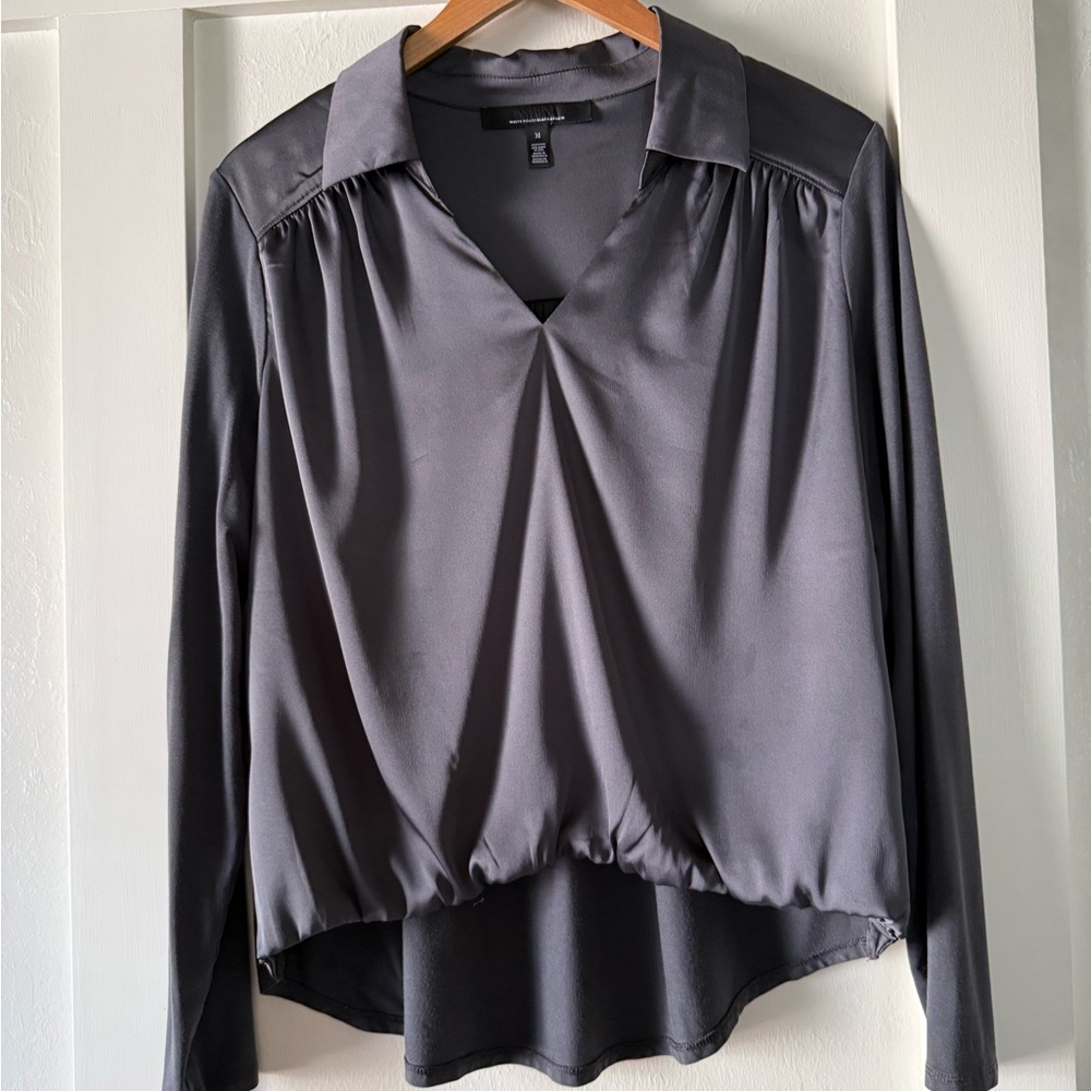 White House Black Market Charcoal Blouse
